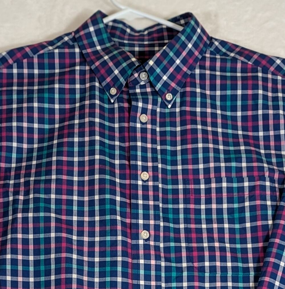Joseph A Banks shirt Large check Ch 46.5" sl 25"Le32"ExcellentUC Button down